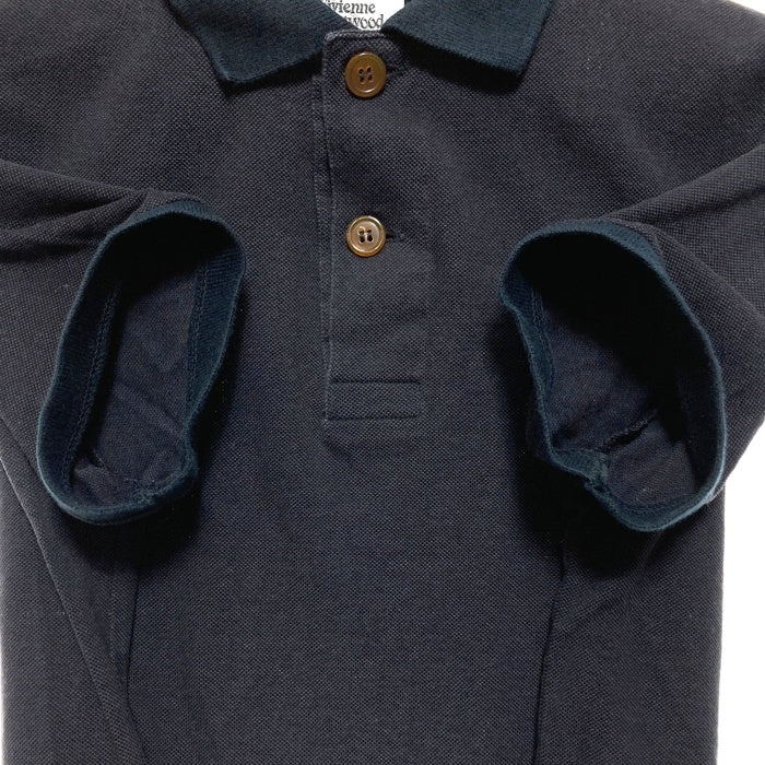 Vivienne Westwood MAN ヴィヴィアンウェストウッドマン オーブ刺繡 鹿の子 ポロシャツ ブラック Size 44 瑞穂店