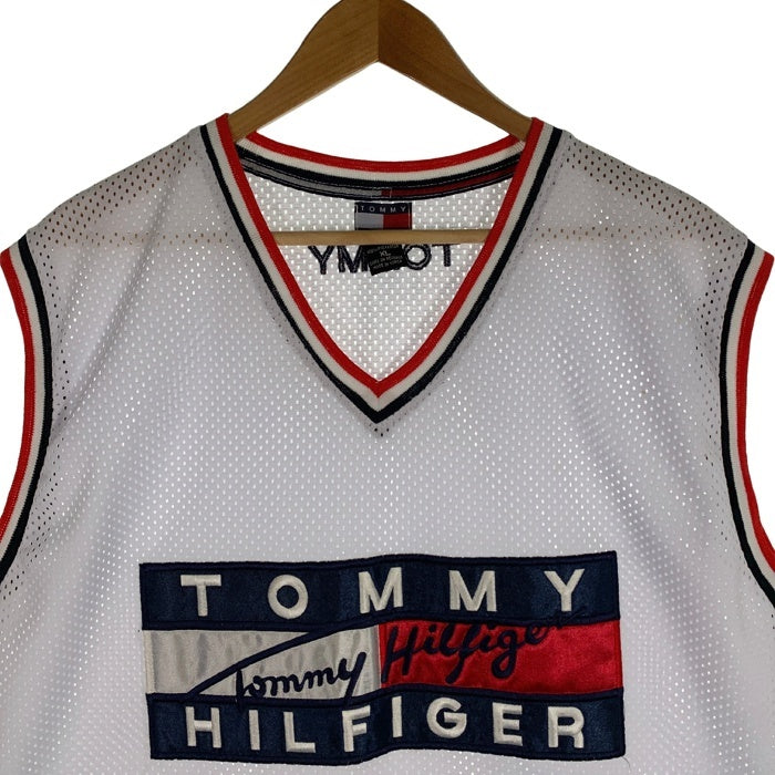 90's TOMMY HILFIGER トミーヒルフィガー メッシュ ゲームシャツ ユニフォーム ホワイト Size XL 福生店