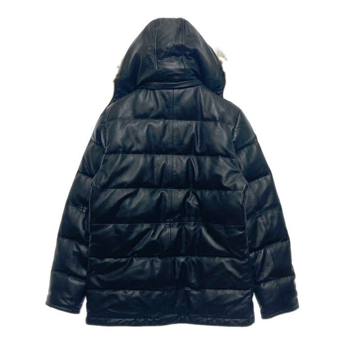 Liugoo Leathers リューグーレザーズ ラムレザー ロングダウンコート ジャケット ファー ブラック Size L 瑞穂店