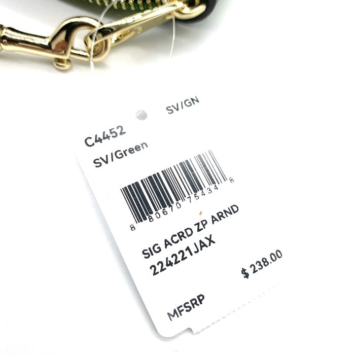 COACH コーチ C4452 シグネチャー PVCレザー ラウンドファスナーウォレット 長財布 グリーン 福生店