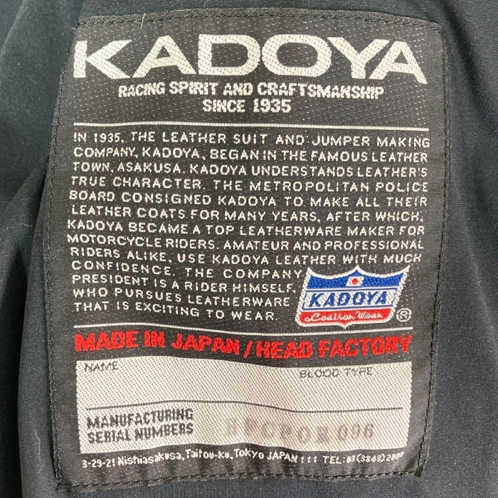 KADOYA カドヤ CPO RIDERS メルトン チェック ライダース