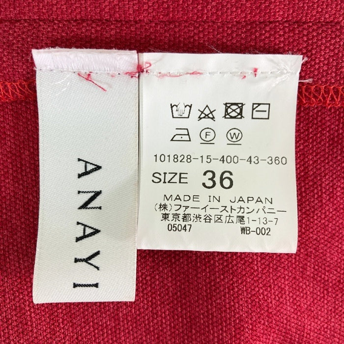 ANAYI アナイ フレンチスリーブ ワンピース ノースリーブ レッド size36 瑞穂店