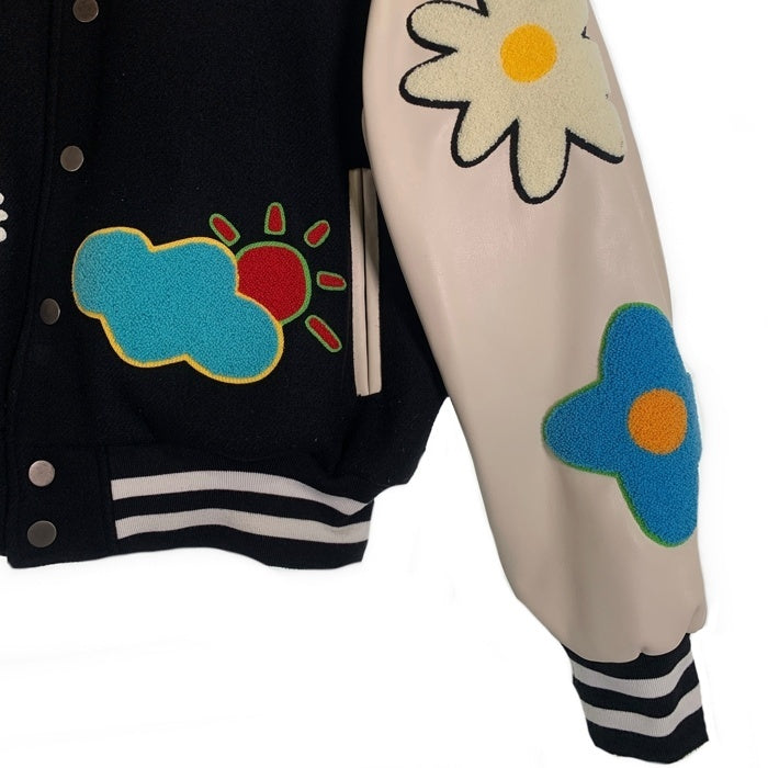 MISTERCHILD ミスターチャイルド WOOL Varsity Jacket ウールバーシティ ジャケット スタジャン ブラック ホワイト Size M 福生店