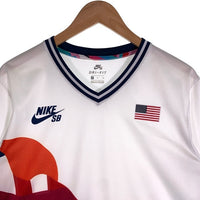NIKE SB ナイキエスビーUSA V NECK JERSEY QS Tee メッシュ ゲーム 半袖  Tシャツ ホワイト CT6072-100 Size XL 福生店