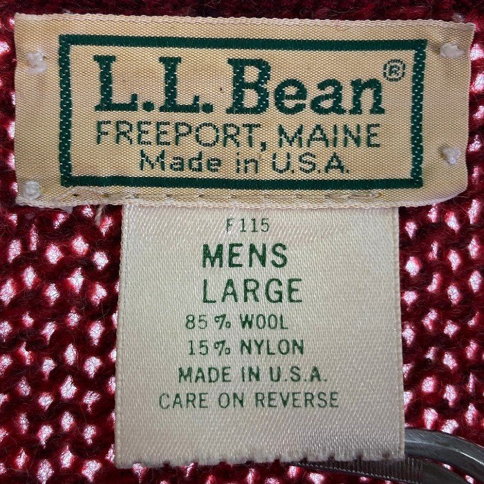 LLBean エルエルビーン ウールニット カーディガン USA製 レッド sizeL 瑞穂店