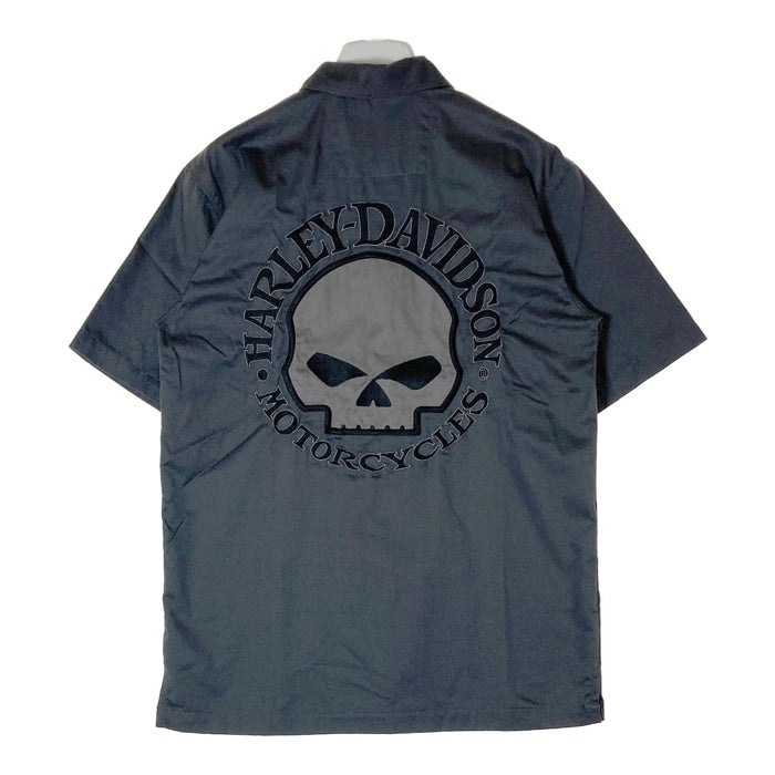 HARLEY DAVIDSON ハーレーダビッドソン スカル刺繍 半袖シャツ グレー sizeS 瑞穂店