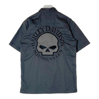 HARLEY DAVIDSON ハーレーダビッドソン スカル刺繍 半袖シャツ グレー sizeS 瑞穂店