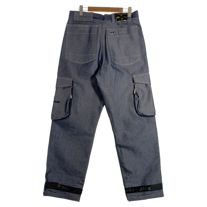 00's Johnny Blaze ジョニーブレイズ Method man メソッドマン WU-TANG CLAN ウータンクラン 光沢 ダブルニー デニム カーゴ  パンツ グレー Size W34 福生店