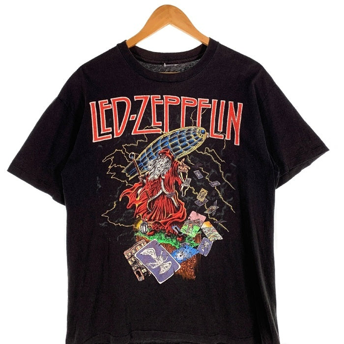 90's LED ZEPPELIN レッドツェッペリン 魔導士 プリントTシャツ ブラック 袖裾シングル Size L-XL 相当 福生店