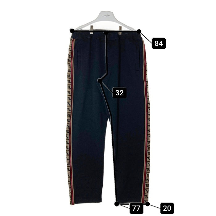 FENDI フェンディ FB0496 A6TH ズッカ柄 ストライプ トラックパンツ ブラック size52 瑞穂店
