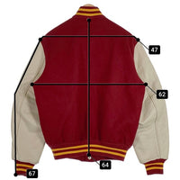 80-90's GOLDEN BEAR ゴールデンベアー 袖レザー ウール スタジアムジャケット スタジャン ボルドー クリーム USA製 Size M 福生店