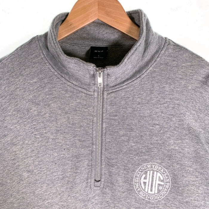 HUF ハフ コットン ハーフジップ スウェット グレー Size L 福生店