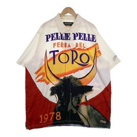 PELLE PELLE ペレペレ プリント 半袖シャツ ホワイト 比翼 ポリエステル コットン Size XXL 福生店