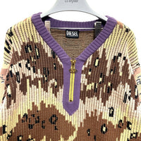 DIESEL ディーゼル K-AMILLUS ハーフジップ デザートカモ ニットセーター ベージュxブラウン Size M 瑞穂店