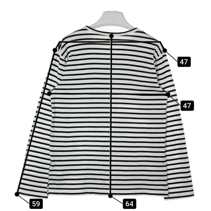 GANRYU COMME des GARCONS ガンリュウ ES-T020 AD2016 パッチワーク ボーダー 長袖Tシャツ ホワイトxブラック sizeS 瑞穂店