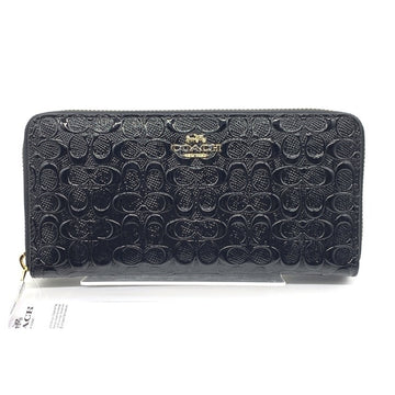 COACH コーチ F54805 シグネチャー ラウンドファスナーウォレット パテントレザー 長財布 ブラック 福生店