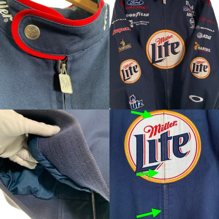 MILLER LITE ミラーライト NASCAR ナスカー ジップアップ レーシング ジャケット ネイビー Size XL 福生店