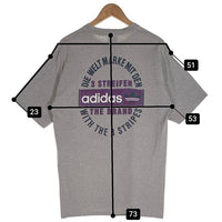 90's adidas アディダス バックプリント 半袖 Tシャツ 刺繡タグ グレー USA製 Size M 福生店