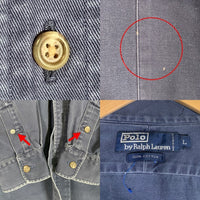 Polo by Ralph Lauren ポロラルフローレン コットン ワークシャツ 長袖 ネイビー やや厚手 Size L 福生店