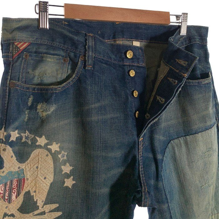 DENIM&SUPPLY RALPH LAUREN デニムアンドサプライ ラルフローレン ストレートデニムパンツ USED ダメージ リペア加工 インディゴ Size 33×30 福生店