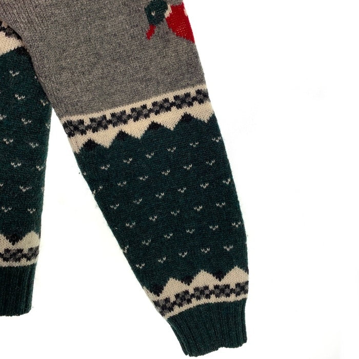 80's WOOLRICH ウールリッチ ノルティック柄 アヒル ニット セーター グリーン グレー Size M 80's WOOLRICH ウールリッチ ノルティック柄 アヒル ニット セーター