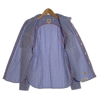 Pherrow's フェローズ シアサッカー ラウンドヨーク ストライプワークシャツ バンドカラー ブルー Size M 福生店