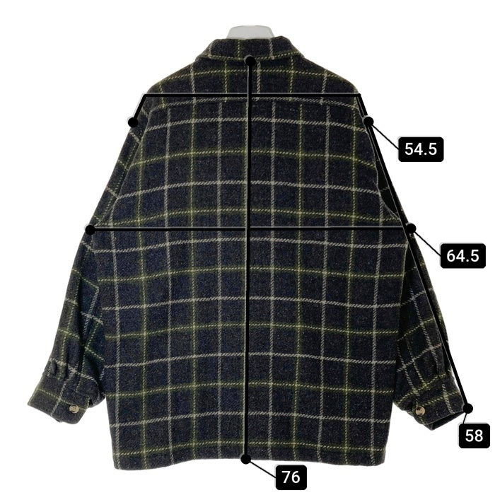 STUSSY ステューシー 90's ウール チェックシャツ 紺タグ インド製 グレー×グリーン SizeM 瑞穂店