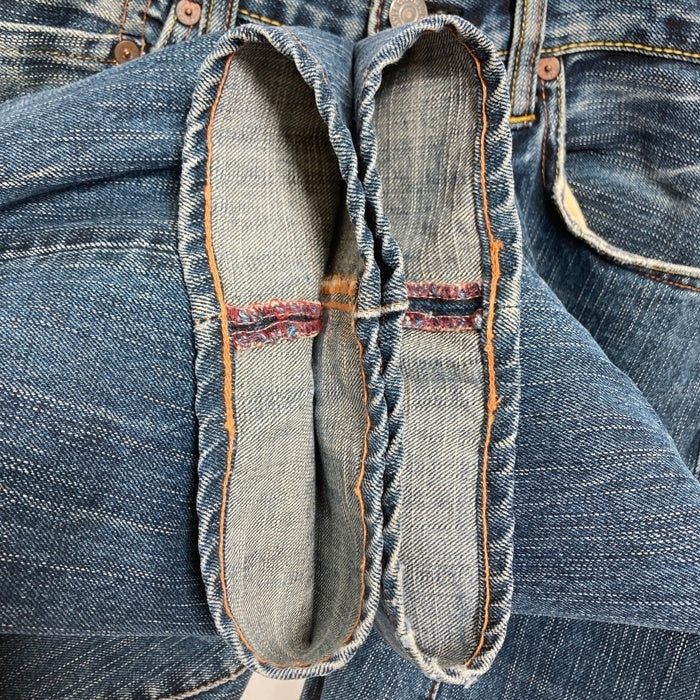 EVISU エヴィス Lot2001 ボタンフライ テーパードデニムパンツ ジーンズ ライトブルー Size 30×32 瑞穂店