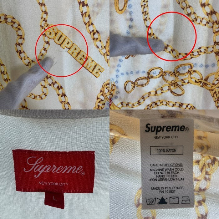 SUPREME シュプリーム 20AW Chains Rayon S/S Shirt チェインズ レーヨン 半袖 シャツ ナチュラル ゴールド Size L 福生店