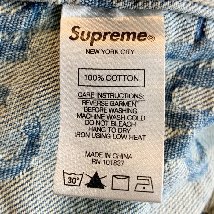 SUPREME シュプリーム 21SS Frayed Logos Denim Trucker Jacket フレイドロゴ デニムトラッカージャケット インディゴ Size L 福生店