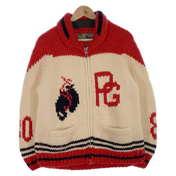 CANADIAN SWEATER カナディアンセーター ボクシング柄 ジップアップ カウチンセーター レッド Size 40 福生店