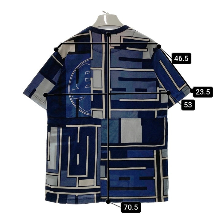 JUNYA WATANABE COMME des GARCONS MAN ジュンヤワタナベ コムデギャルソンマン WO-T001 AD2014 コットン 切替デザイン プリントTシャツ ネイビー ブルー SizeM 瑞穂店