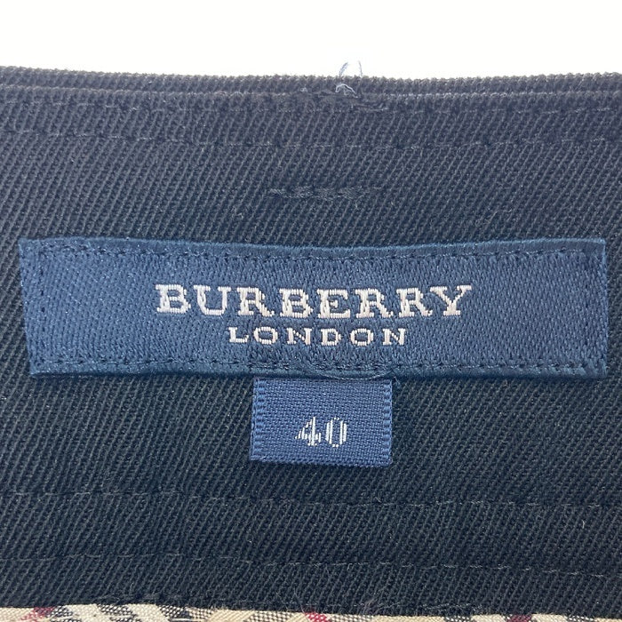 BURBERRY LONDON バーバリーロンドン ストレートパンツ 無地  ウール混 ストレッチ ノバチェック ブラック size40 瑞穂店