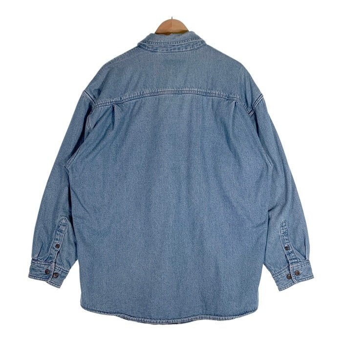 WORLD ISLAND ワールドアイランド 裏地ブランケット 裏地キルティング 長袖 デニム シャツ ライトブルー Size XL 福生店