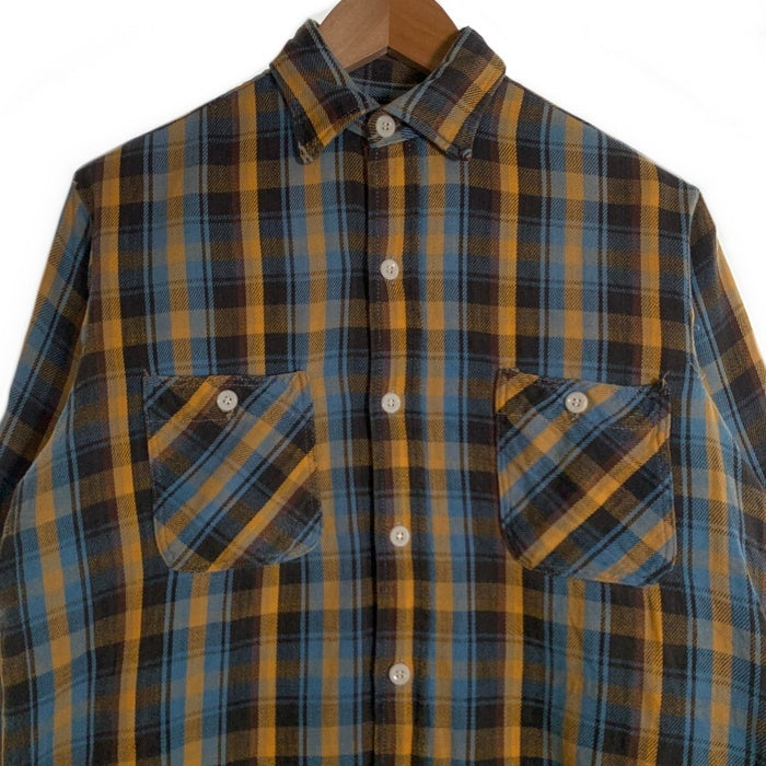60's BIG MAC ビッグマック チェック フランネルシャツ イエロー ライトブルー ブラウン Size M 福生店