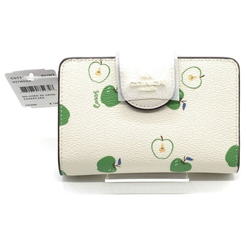 COACH コーチ C4116 二つ折り財布 PVCレザー ホワイト 青りんご 福生店