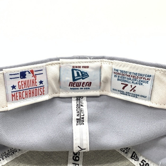 90's New Era ニューエラ MLB ニューヨーク・ヤンキース 59FIFTY ベースボールキャップ グレー ブラック ウール USA製 Size 7 1/2 (59.6cm) 福生店