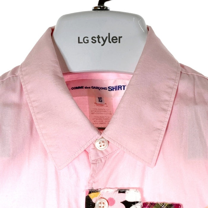 COMME des GARCONS SHIRT コムデギャルソンシャツ S22028 ドッグプリント パッチワーク 半袖シャツ ピンク sizeXS 瑞穂店