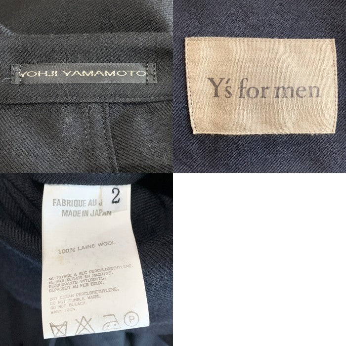 Y's for men ワイズフォーメン ウール 2B デザイン テーラードジャケット 袖先ファスナー ブラック ヨウジヤマモト MC-J04-100 Size 2 福生店