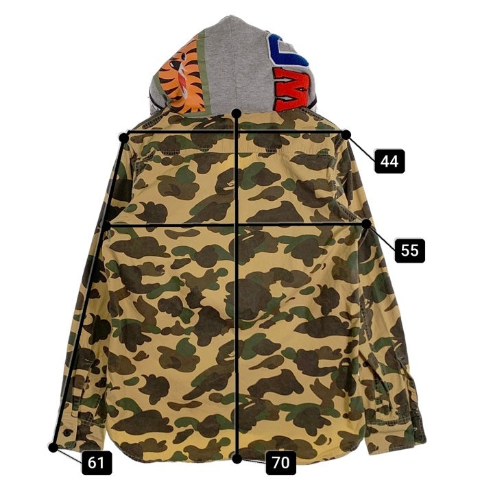 A BATHING APE アベイシングエイプ シャークフード カモフラージュシャツ 長袖 001SHC701006X Size L 福生店