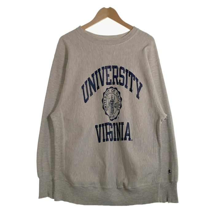 90`s Champion チャンピオン UNIVERSITY VIRGINIA リバースウィーブ プリント クルーネックスウェットトレーナー アッシュグレー Size L-XL 相当 福生店