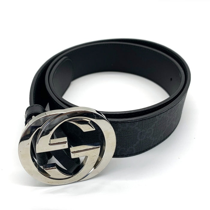 GUCCI グッチ インターロッキングG GGスプリーム キャンバスベルト ブラック 411924 Size 約105cm 福生店