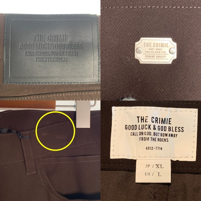 CRIMIE クライミー STRETCH TWILL SLIM FIT 7714 PANTS ストレッチツイルパンツ スリムフィット ブラウン CR1-02C5-PL11 Size XL 福生店