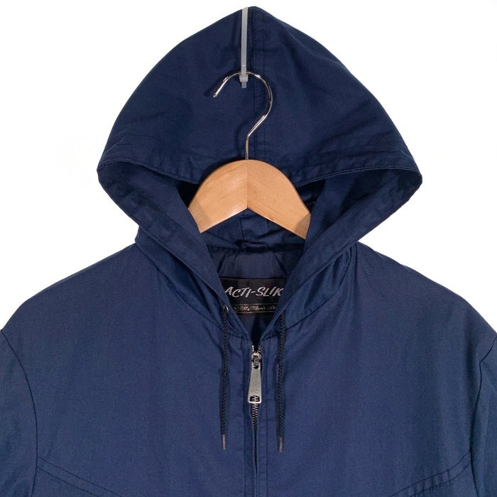 70's SEARS シアーズ ACTI-SLIK アクティスリック Hooded Jacket フルジップ フーディー ジャケット IDEALジップ ネイビー USA製 Size M 福生店