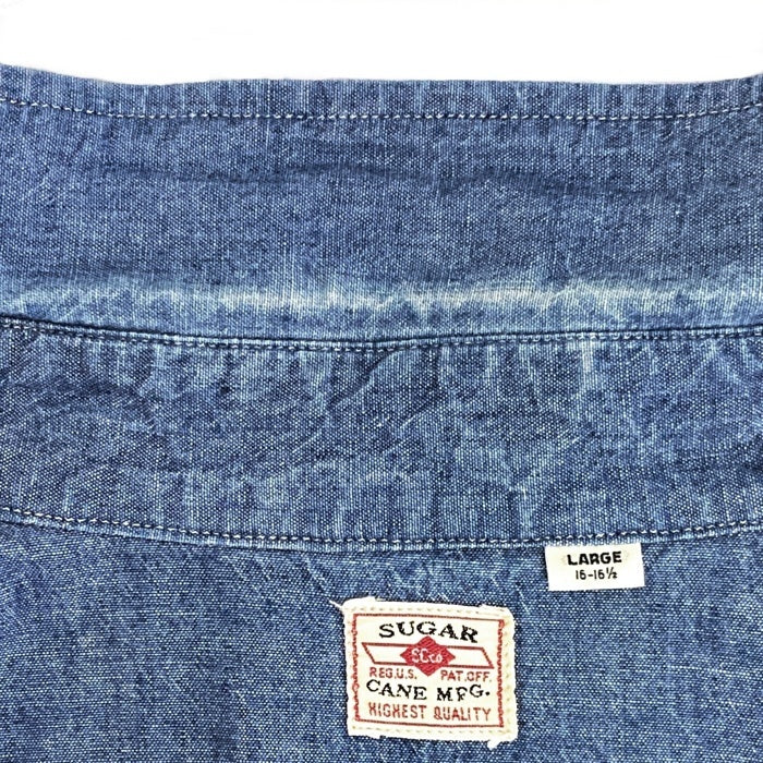 SUGAR CANE シュガーケーン シャンブレー 半袖ワークシャツ インディゴ sizeL 瑞穂店