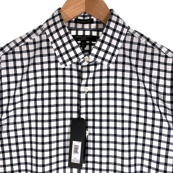 BANANA REPUBLIC バナナリパブリック CAMDEN FIT コットンチェックシャツ 長袖 ホワイト ブラック Size M 福生店