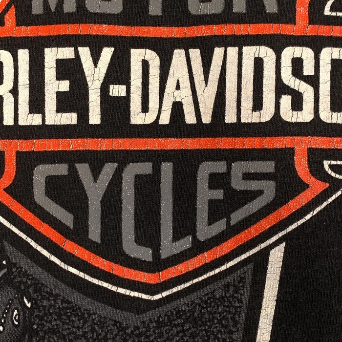 90's HARLEY-DAVIDSON ハーレーダビッドソン イーグル エンブレム バイク プリントTシャツ ブラック USA製 Size XL 福生店