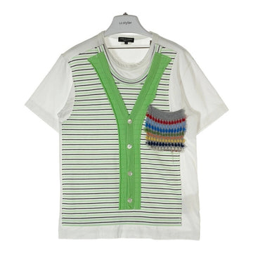COMME des GARCONS HOMME PLUS コムデギャルソンオムプリュス AD2009 PE-T021 Vネック風 パッチワーク Tシャツ ホワイト sizeS 瑞穂店