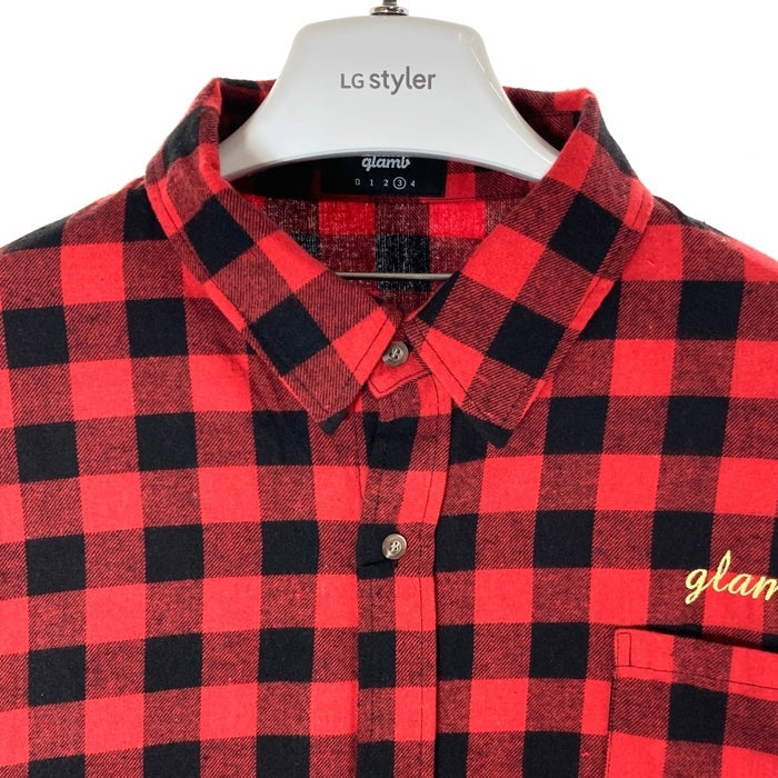 glamb グラム バッファローチェック フランネルシャツ レッド ブラック GB17SM/SH07 Size 3 瑞穂店