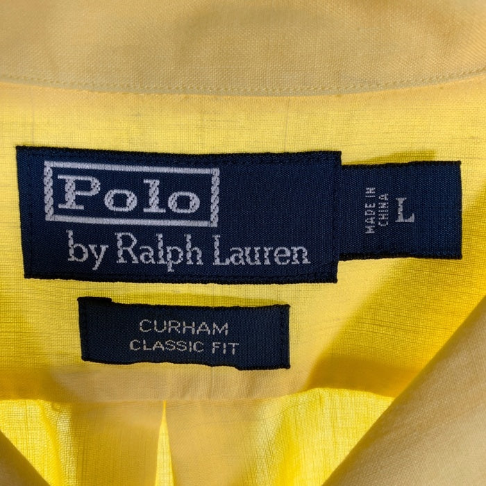 Polo by Ralph Lauren ポロラルフローレン CURHAM リネン コットン オープンカラーシャツ 半袖 イエロー Size L 福生店